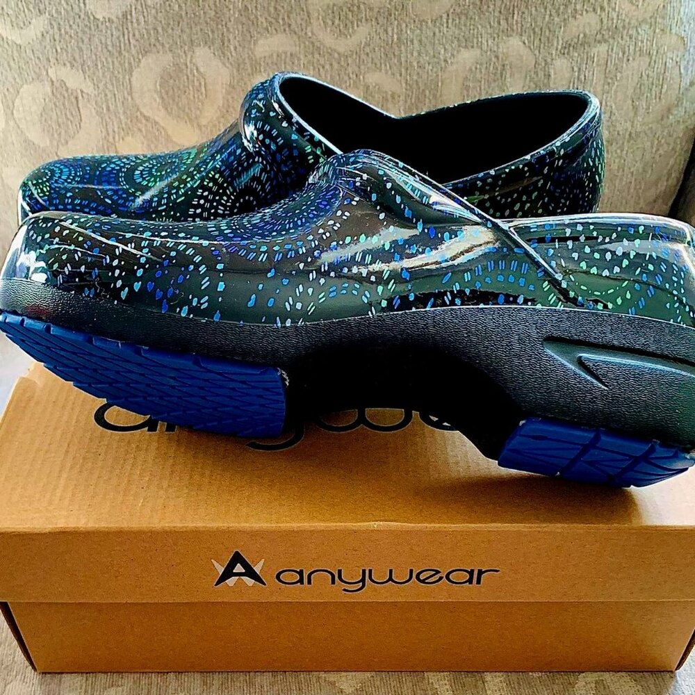Anywear Blue And Black Multicolored Clogs  |  NIB